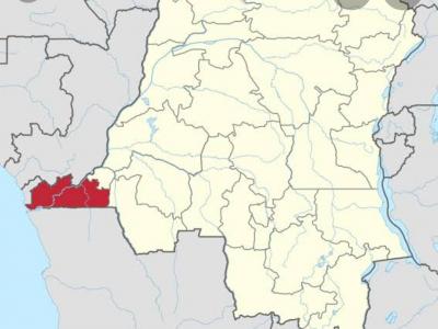 Carte de la RDC avec le Kongo central en rouge 