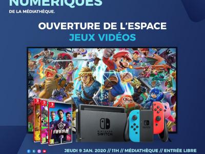 Affiche de l'ouverture de l'espace jeu vidéo 