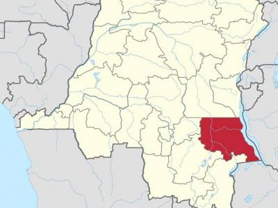 Carte de la RDC avec la ville de Manono en rouge 