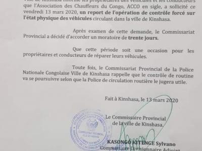 Communiqué de la Police Nationale Congolaise