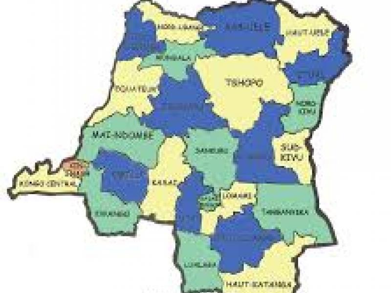 Carte de la RDC avec toutes les 26 provinces