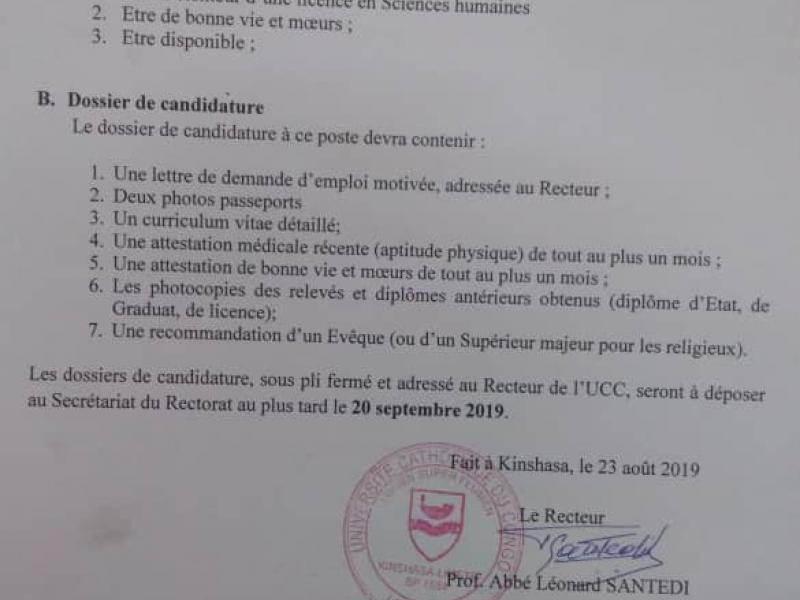 Offre d'emploi ucc