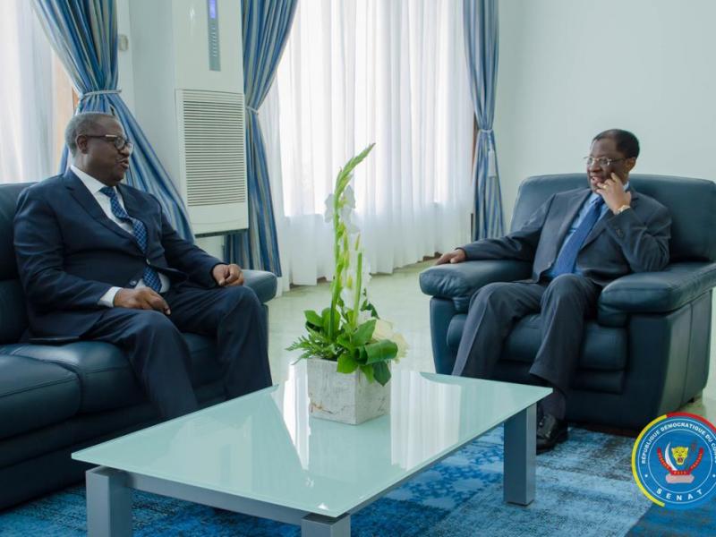 Thambwe Mwamba et Richard Muyej au bureau du sénat