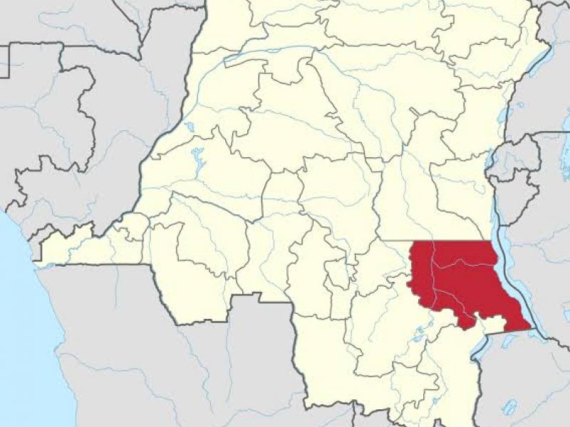 Carte de la RDC avec la ville de Manono en rouge 