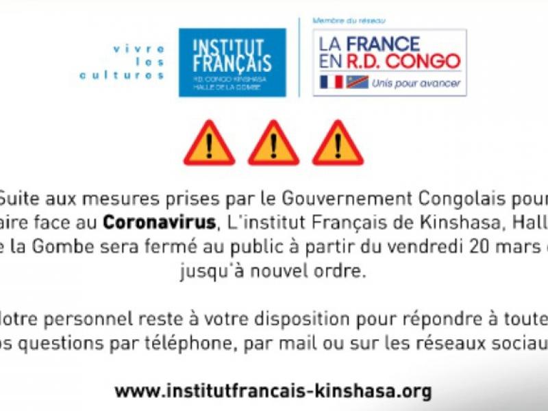Annonce de l'institut français, la halle de la Gombe