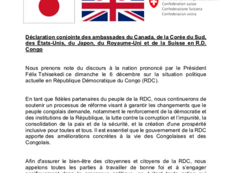 Communiqué des ambassadeurs