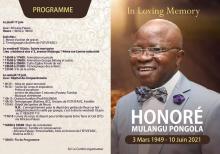 Programme des obsèques de Mulangu 